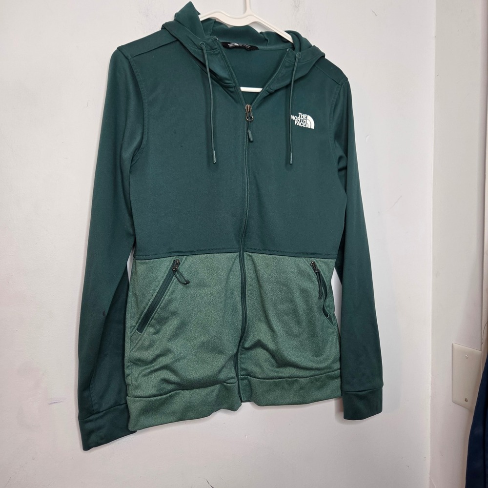 The North Face Womens Full Zip Hoodie Green Colorblock Active Jacket Size S